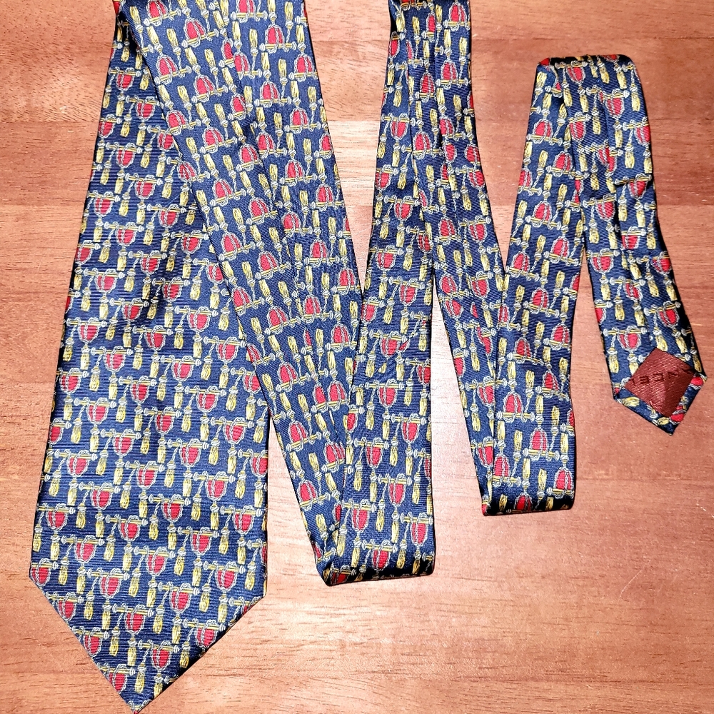 Tassel Print French Lancel Paris Silk Tie Navy, Red, Gold Lawyers & Professors